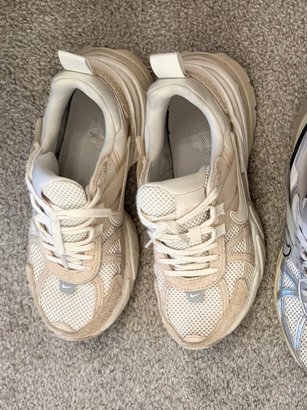 Beige Mesh Sneakers with Subtle Logo - Picture 2 of 4